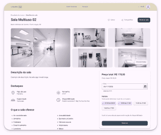 Detalhes de uma sala disponível para reserva